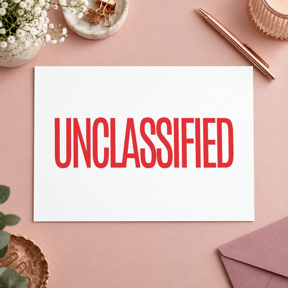 "Unclassified" stamp pressed on paper, no separate ink pad needed