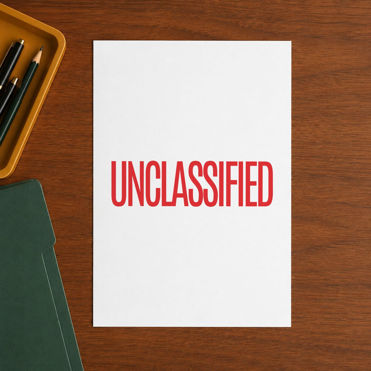 "Unclassified" imprint sized Approximately 1/2 in tall x 1-5/8 in wide on a document page