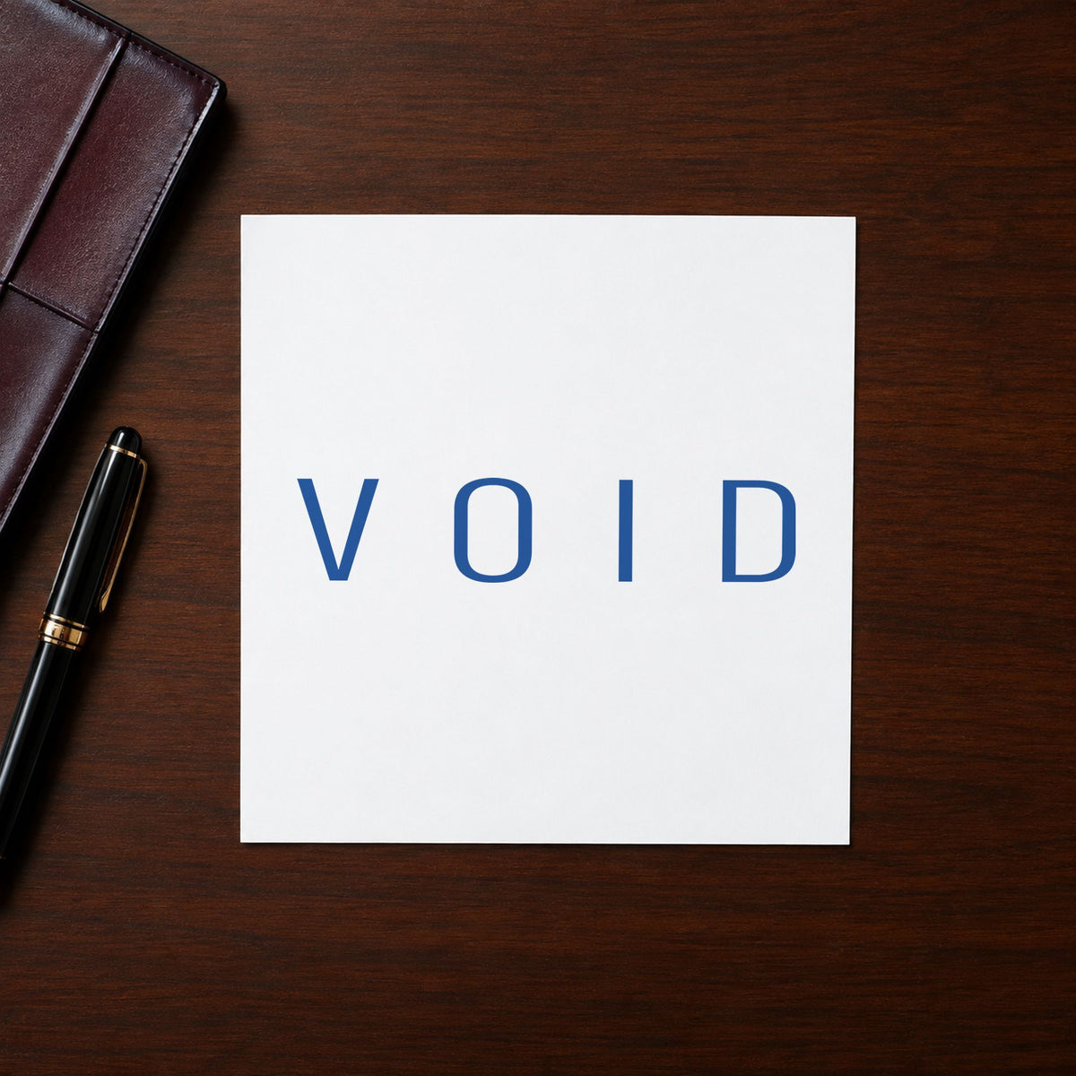"Void" Xstamper pre-inked stamp beside its rectangle imprint