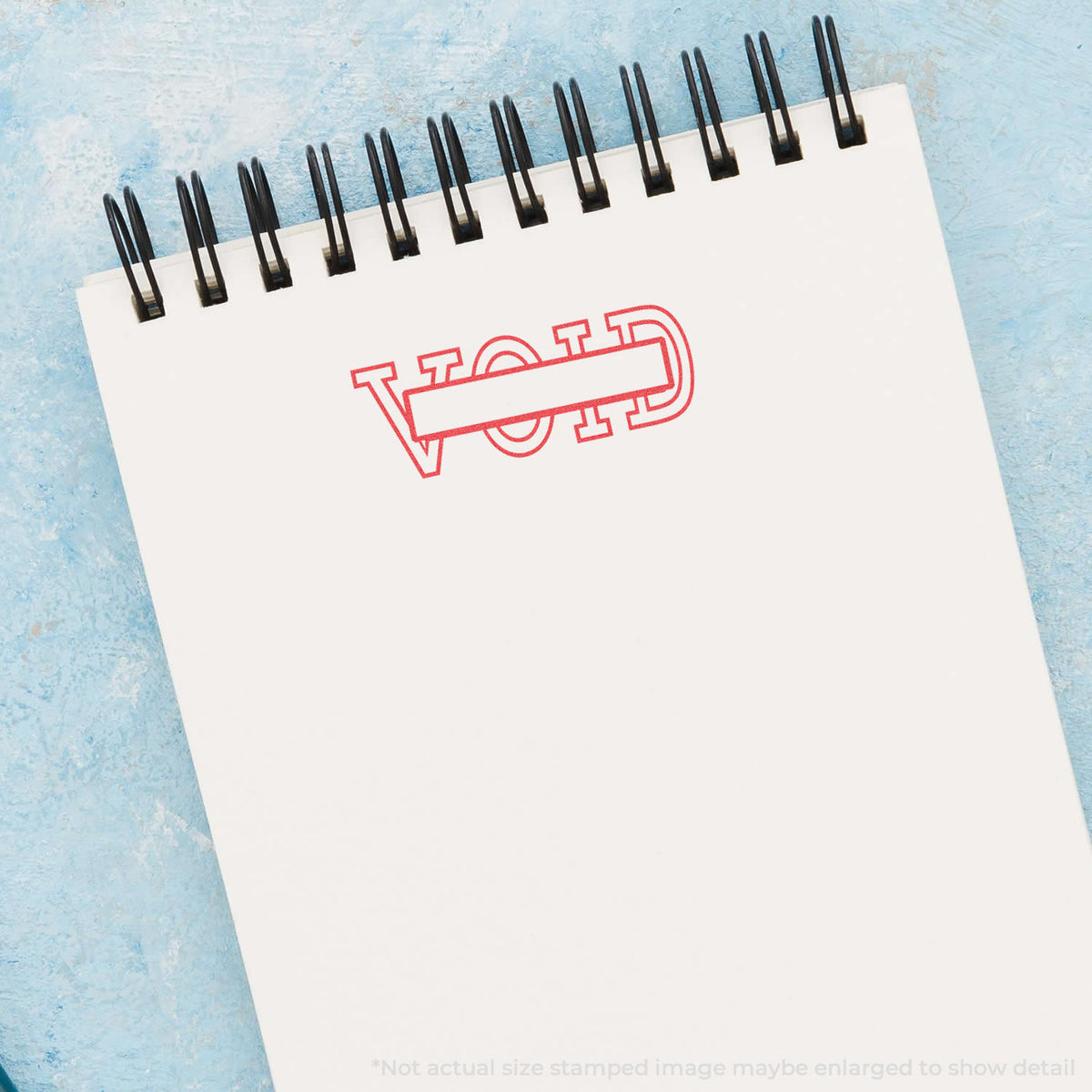 "Date void" pre-inked imprint on a page, rectangle shape at 1/2 x 1-5/8 in