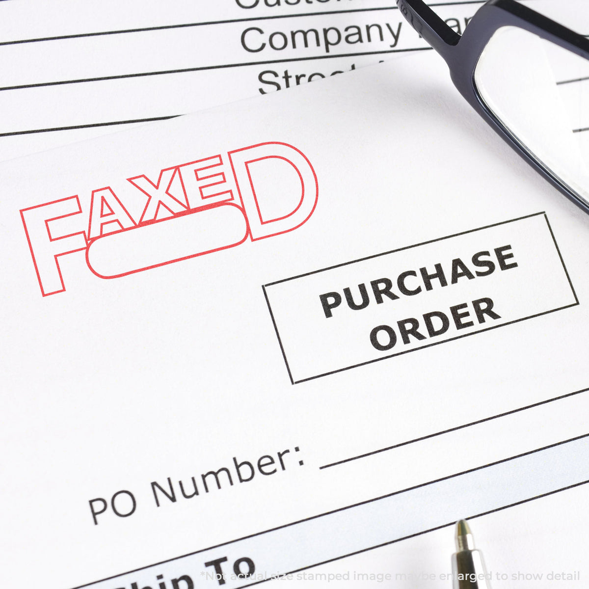 "Date faxed" Xstamper stamp used on filed paperwork