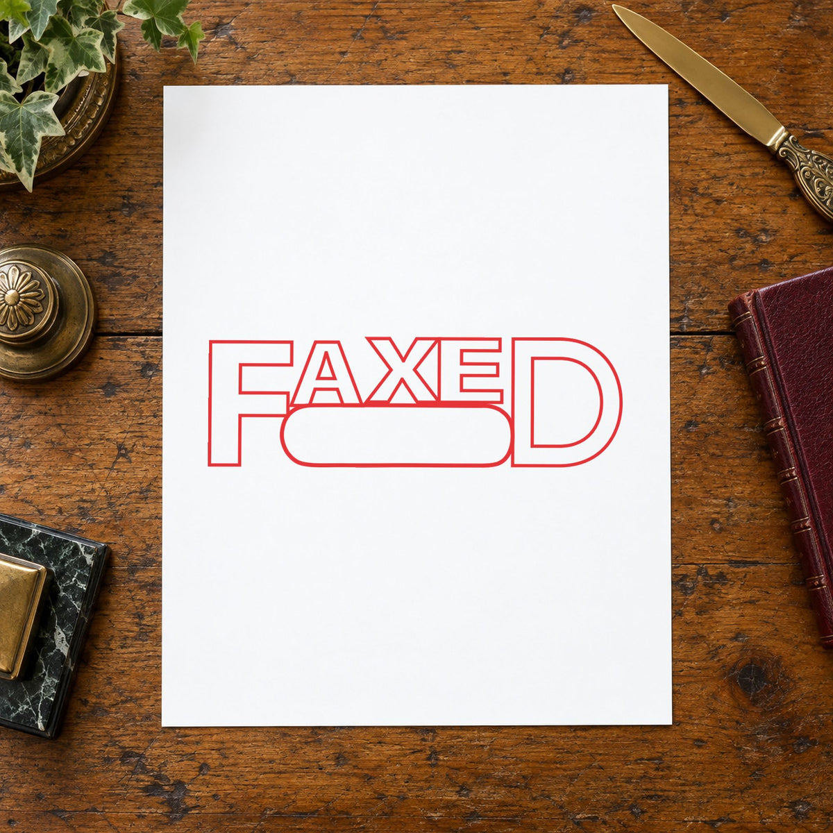 Close view of the "Date faxed" mark left by Xstamper No. 1350