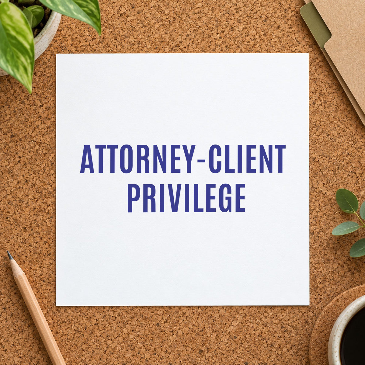 "Attorney-client privilege" Xstamper pre-inked stamp beside its rectangle imprint
