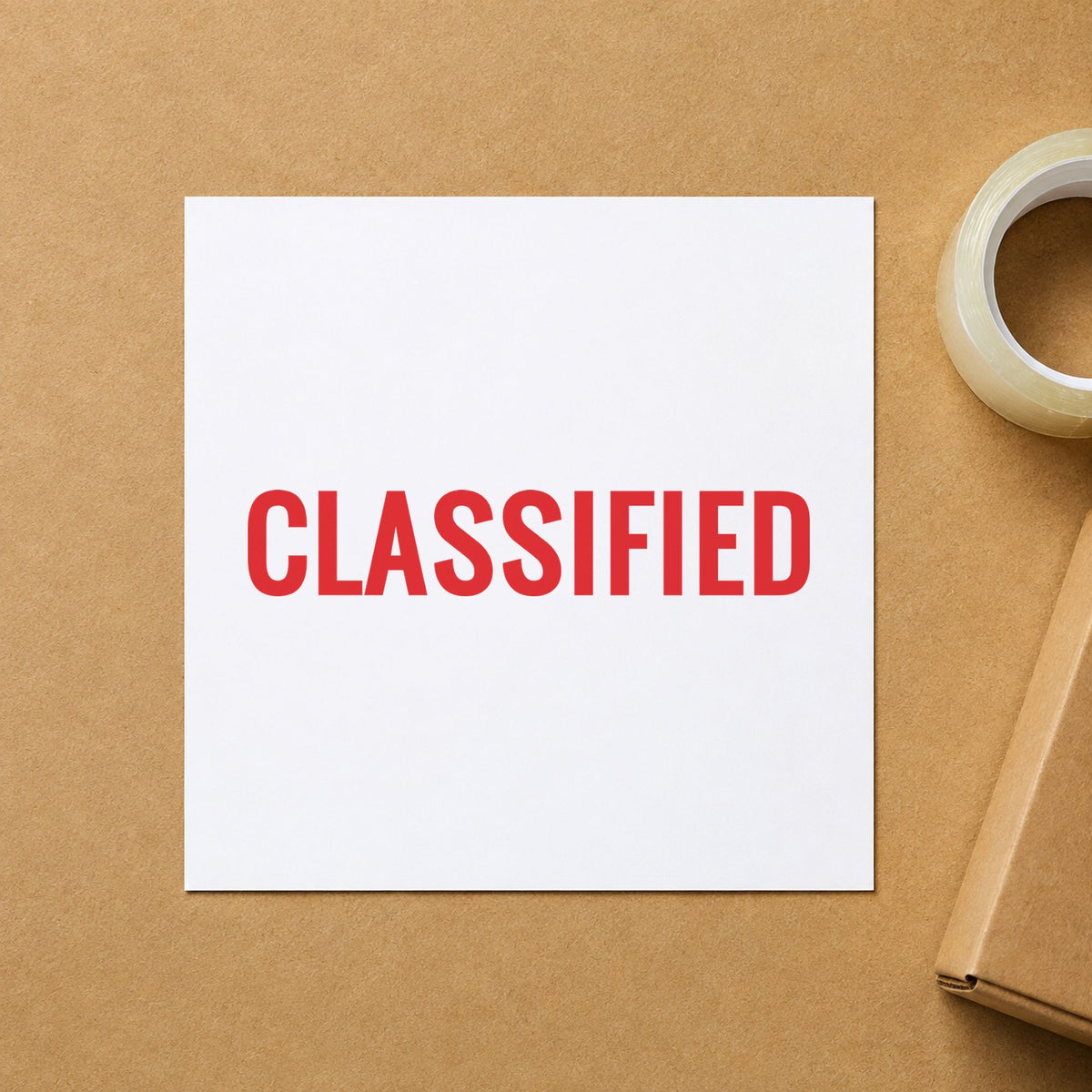 "Classified" imprint sized 1/2 x 1-5/8 in on a document page
