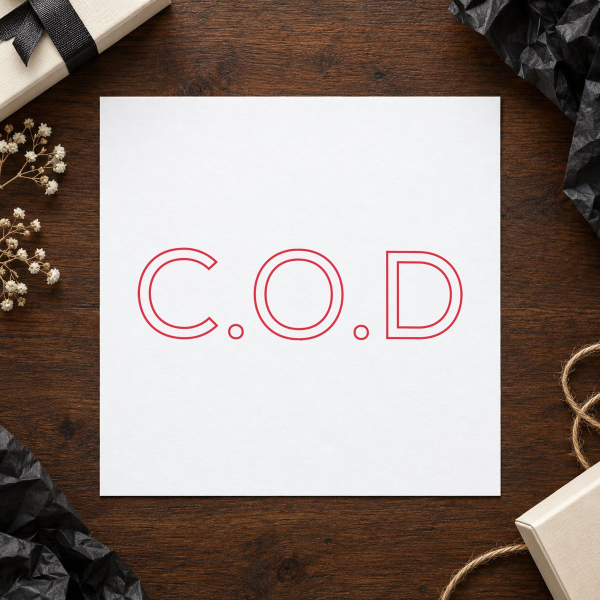 Close view of the "C.O.D." mark left by Xstamper No. 1011