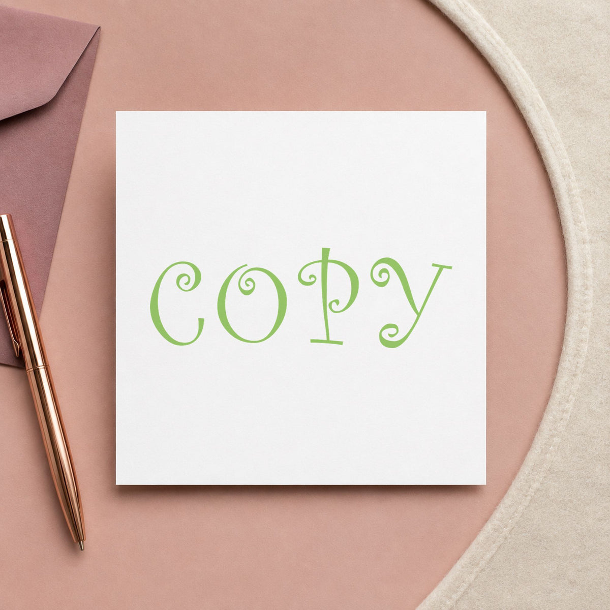 "Copy" Xstamper stamp in use on paper, Approximately 1/2 in tall x 1-5/8 in wide rectangle imprint