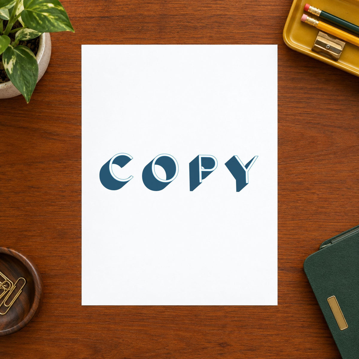 "Copy" Xstamper stamp in use on paper, 1/2 x 1-5/8 in rectangle imprint