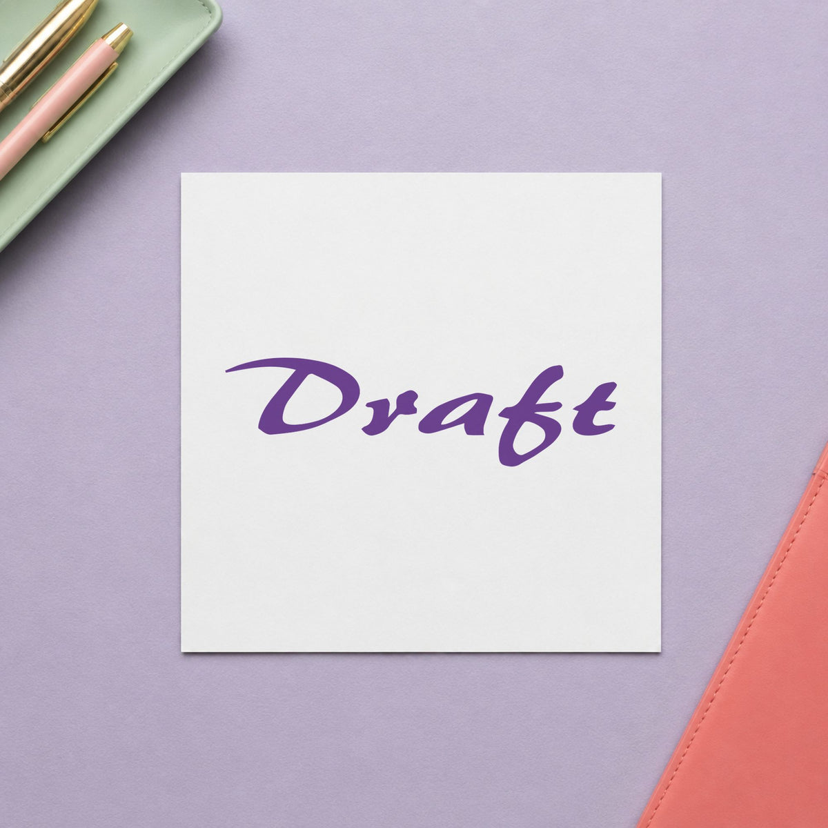 "Draft" Xstamper stamp at work on everyday office paperwork