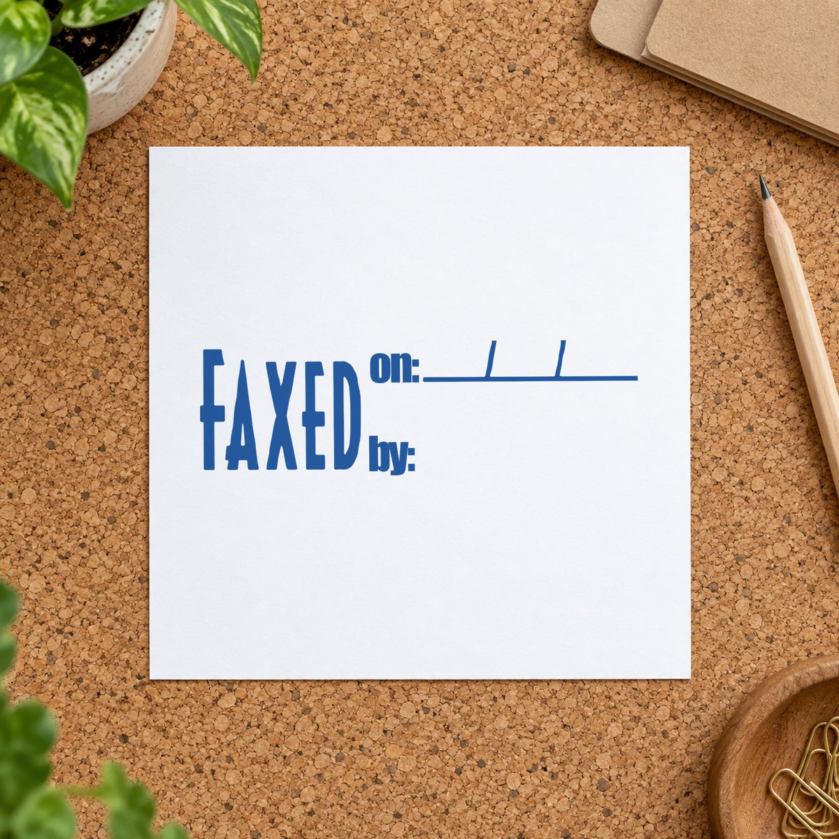 Close view of the "Faxed on: by:" mark left by Xstamper No. 1820