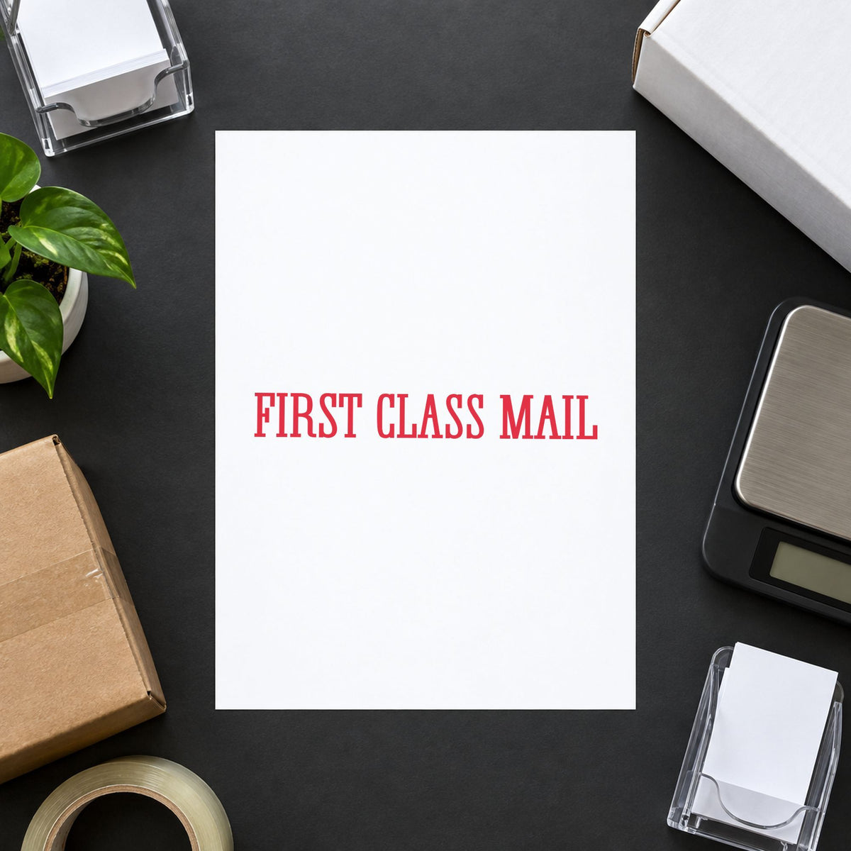 "First class mail" imprint sized Approximately 1/2 in tall x 1-5/8 in wide on a document page