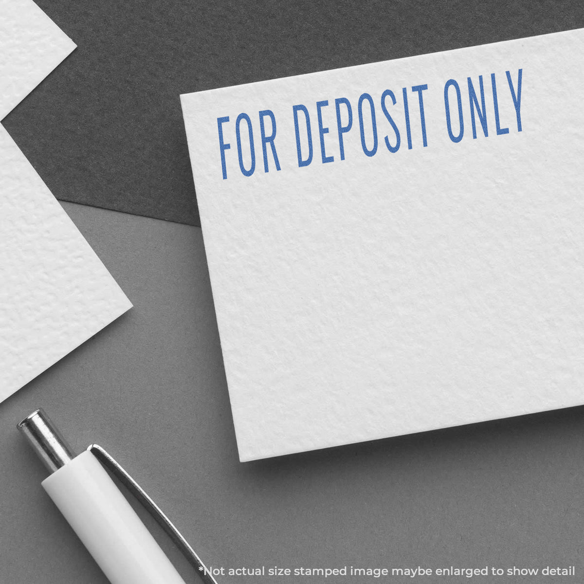 "For deposit only" Xstamper stamp used on filed paperwork