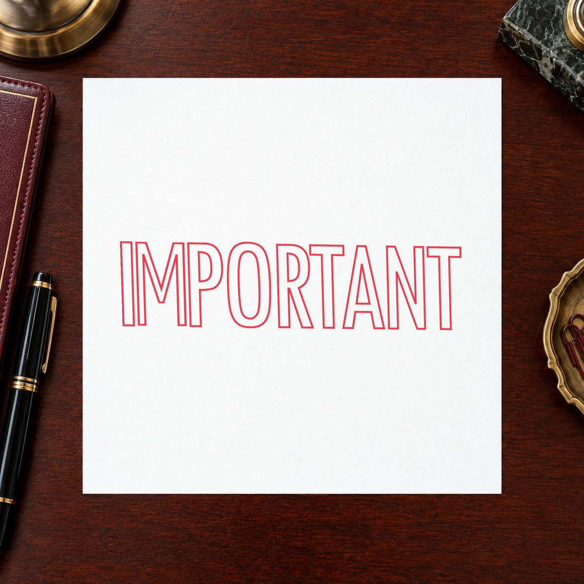 "Important" stamp pressed on paper, no separate ink pad needed