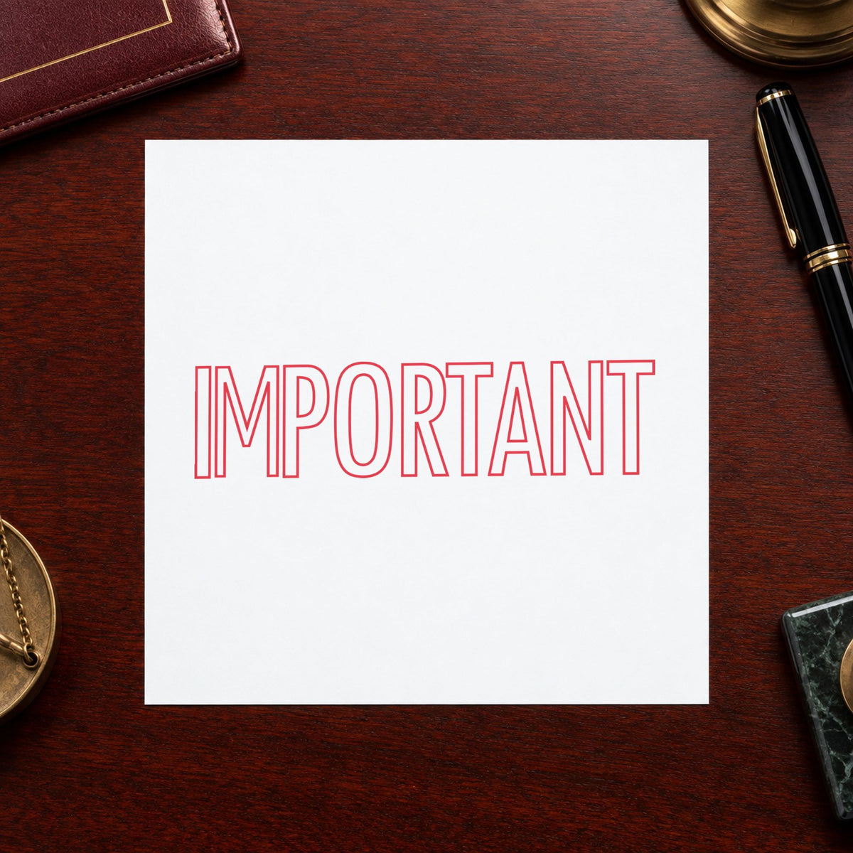 "Important" imprint sized Approximately 1/2 in tall x 1-5/8 in wide on a document page