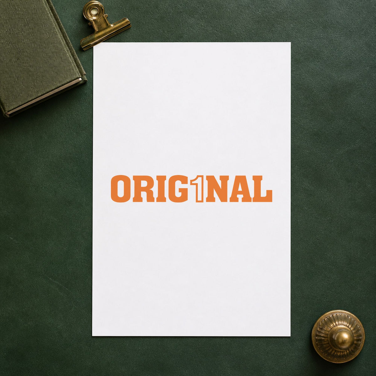 "Orig1Nal" stamp pressed on paper, no separate ink pad needed