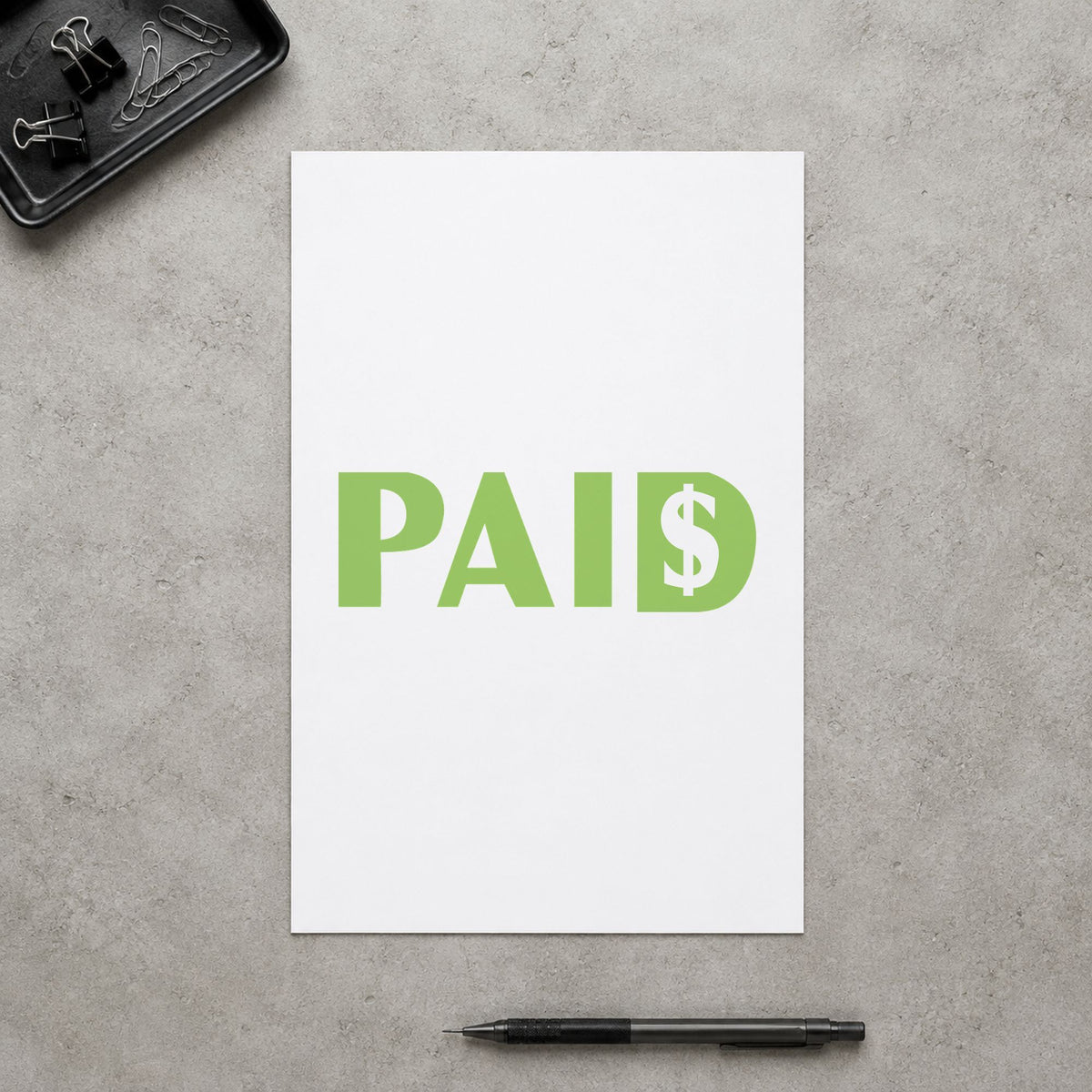 "Paid" Xstamper stamp at work on everyday office paperwork