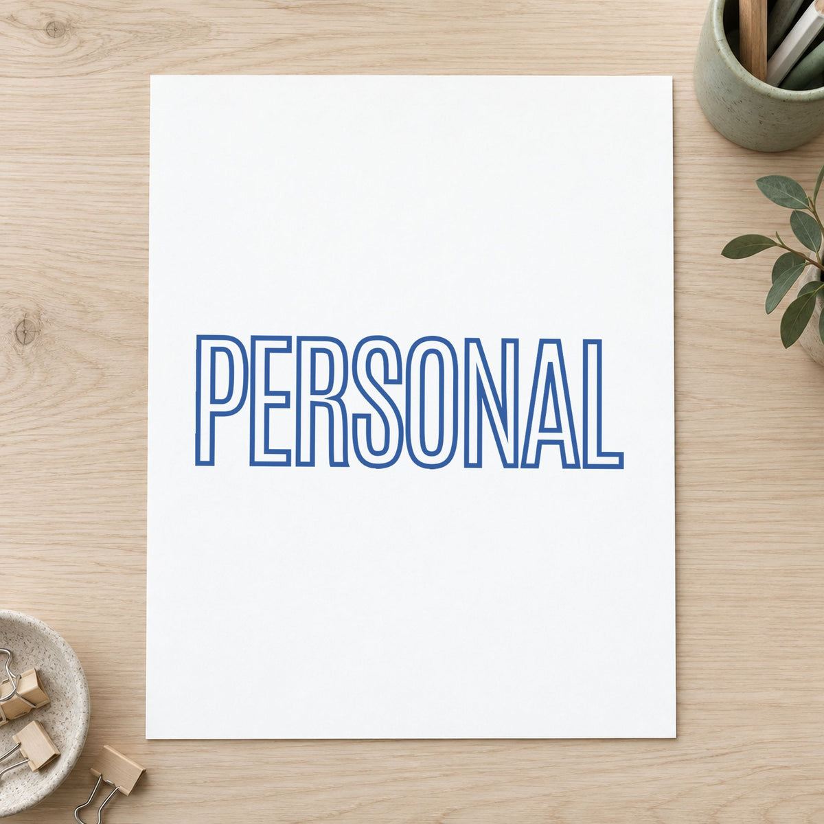 "Personal" imprint sized Approximately 1/2 in tall x 1-5/8 in wide on a document page