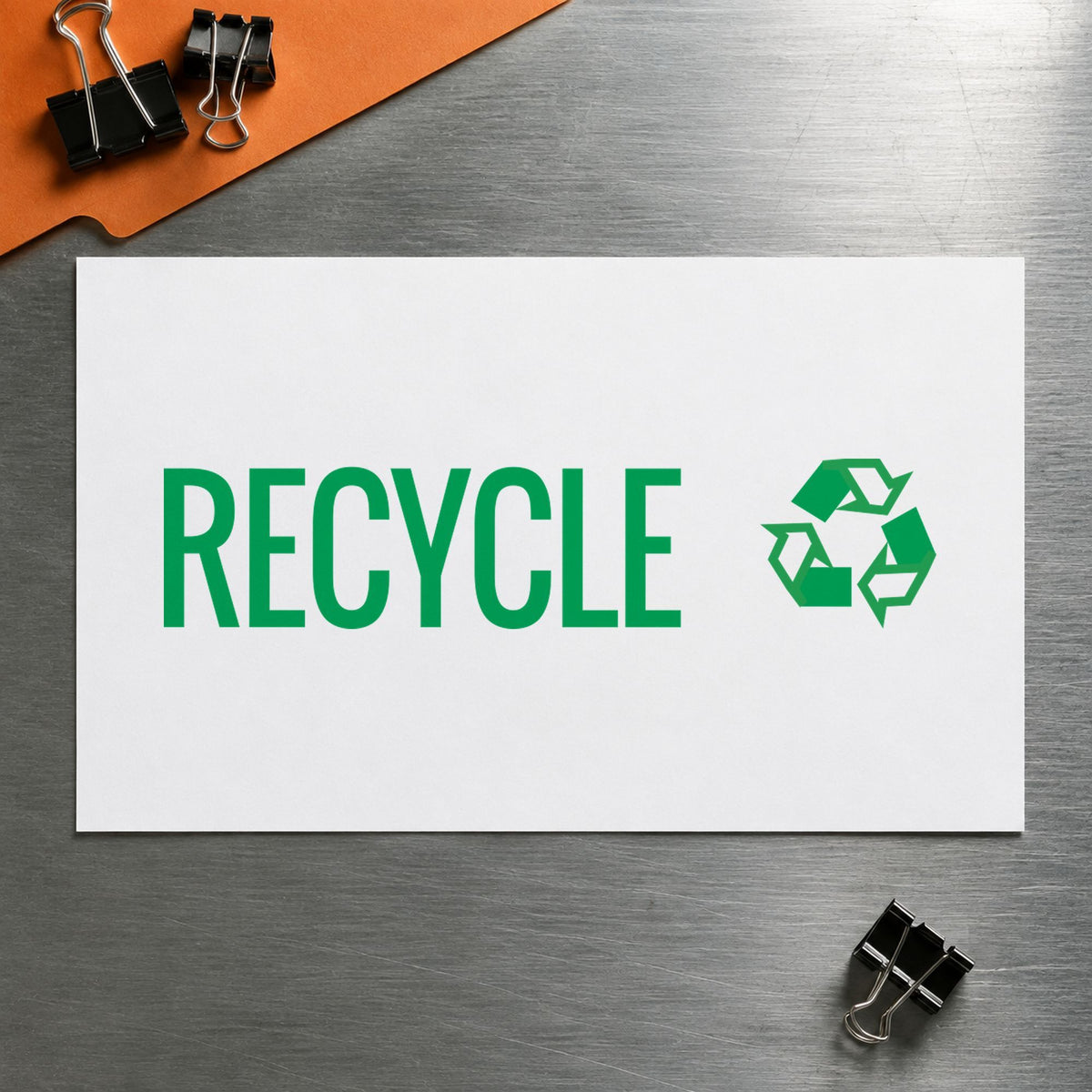 "Recycle" imprint on a printed page, Xstamper No. 1364