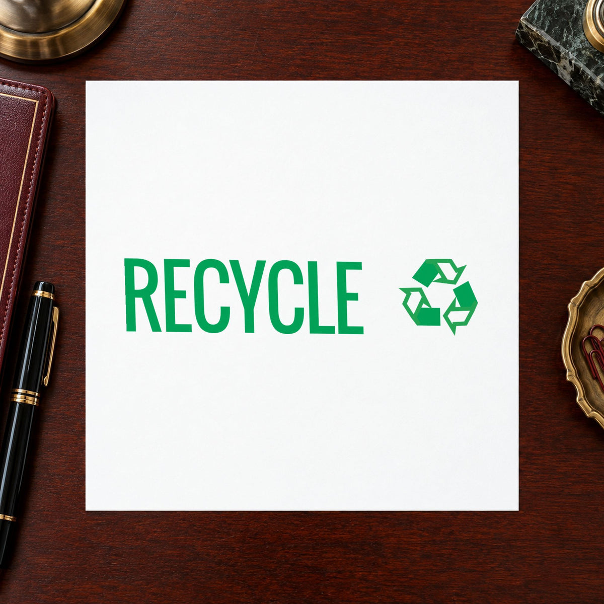 Close view of the "Recycle" mark left by Xstamper No. 1364