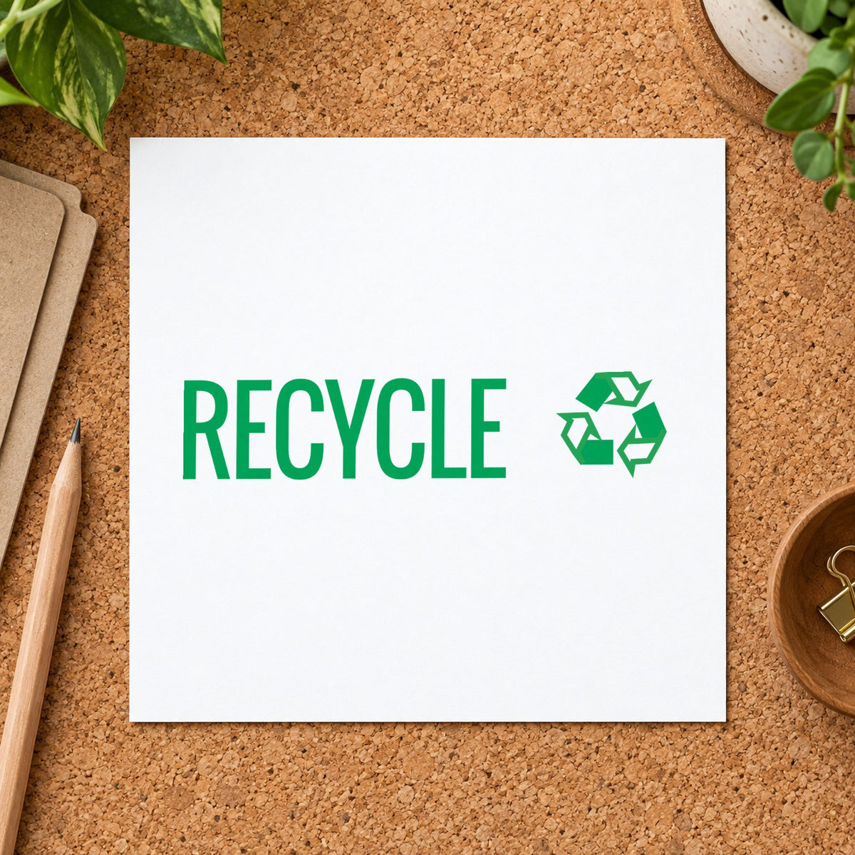 "Recycle" imprint sized 1/2 x 1-5/8 in on a document page