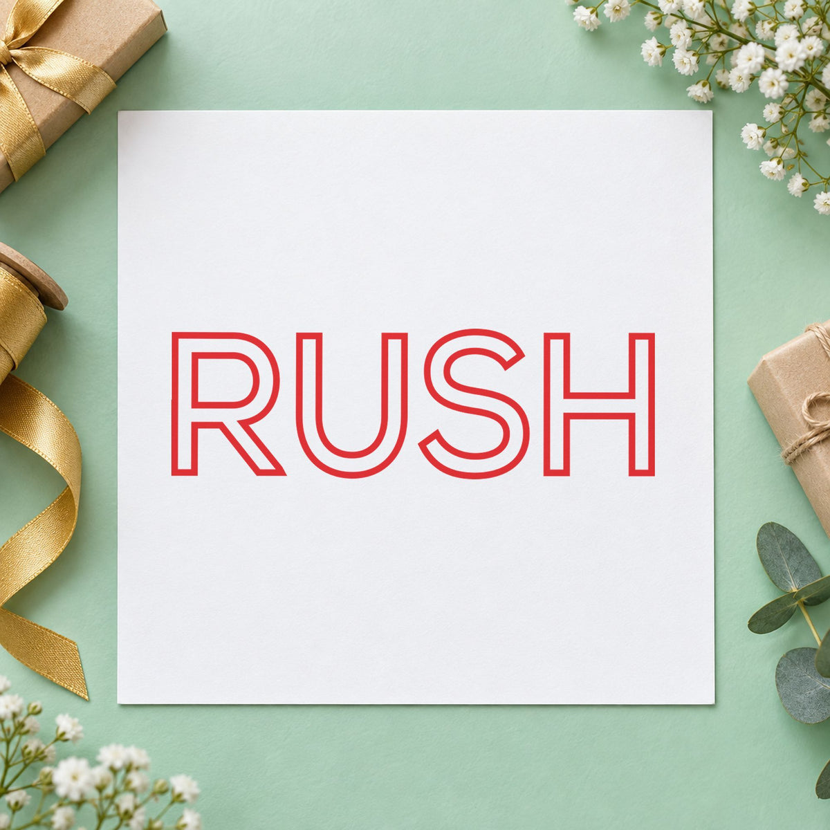 "Rush" imprint on a printed page, Xstamper No. 1004