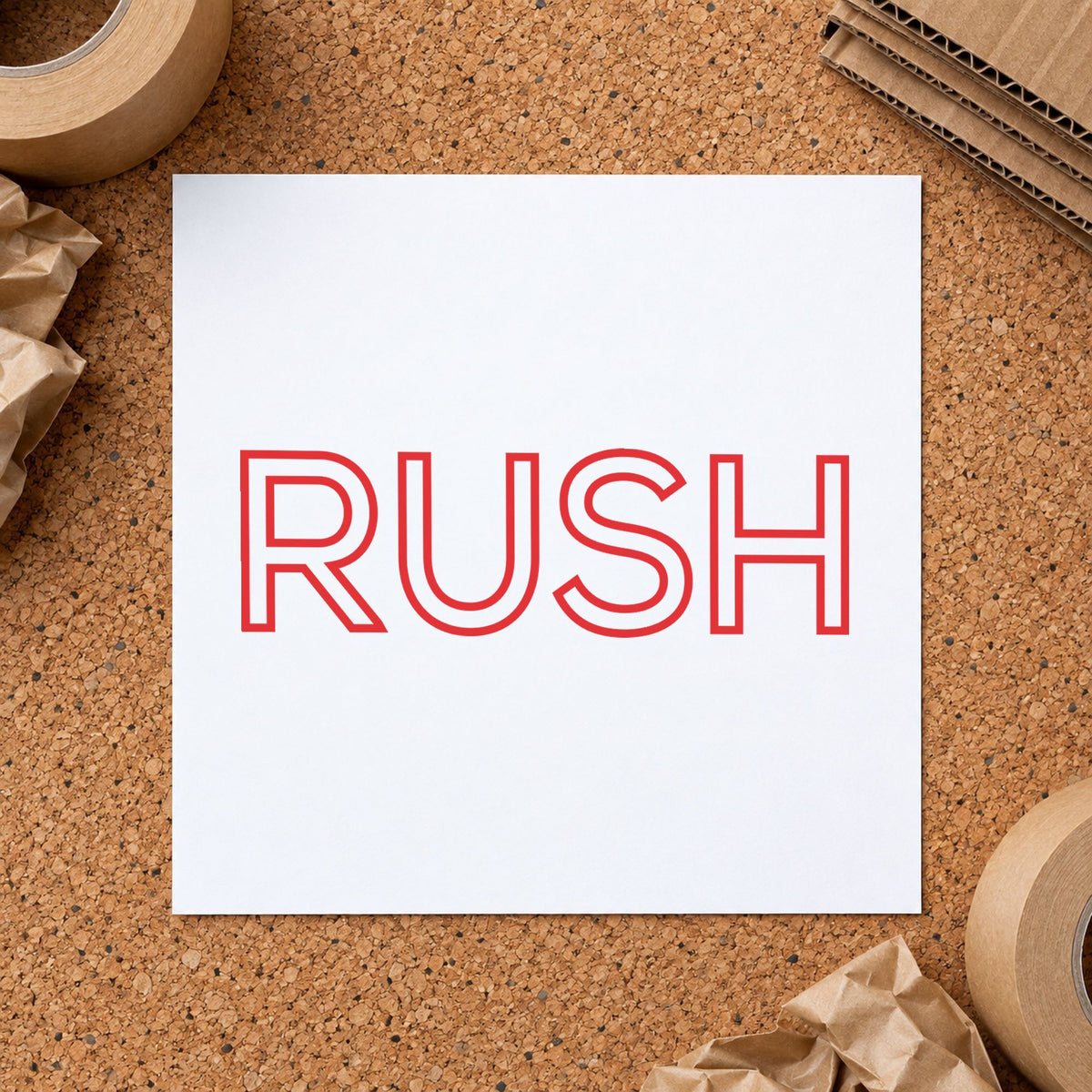 "Rush" Xstamper stamp at work on everyday office paperwork