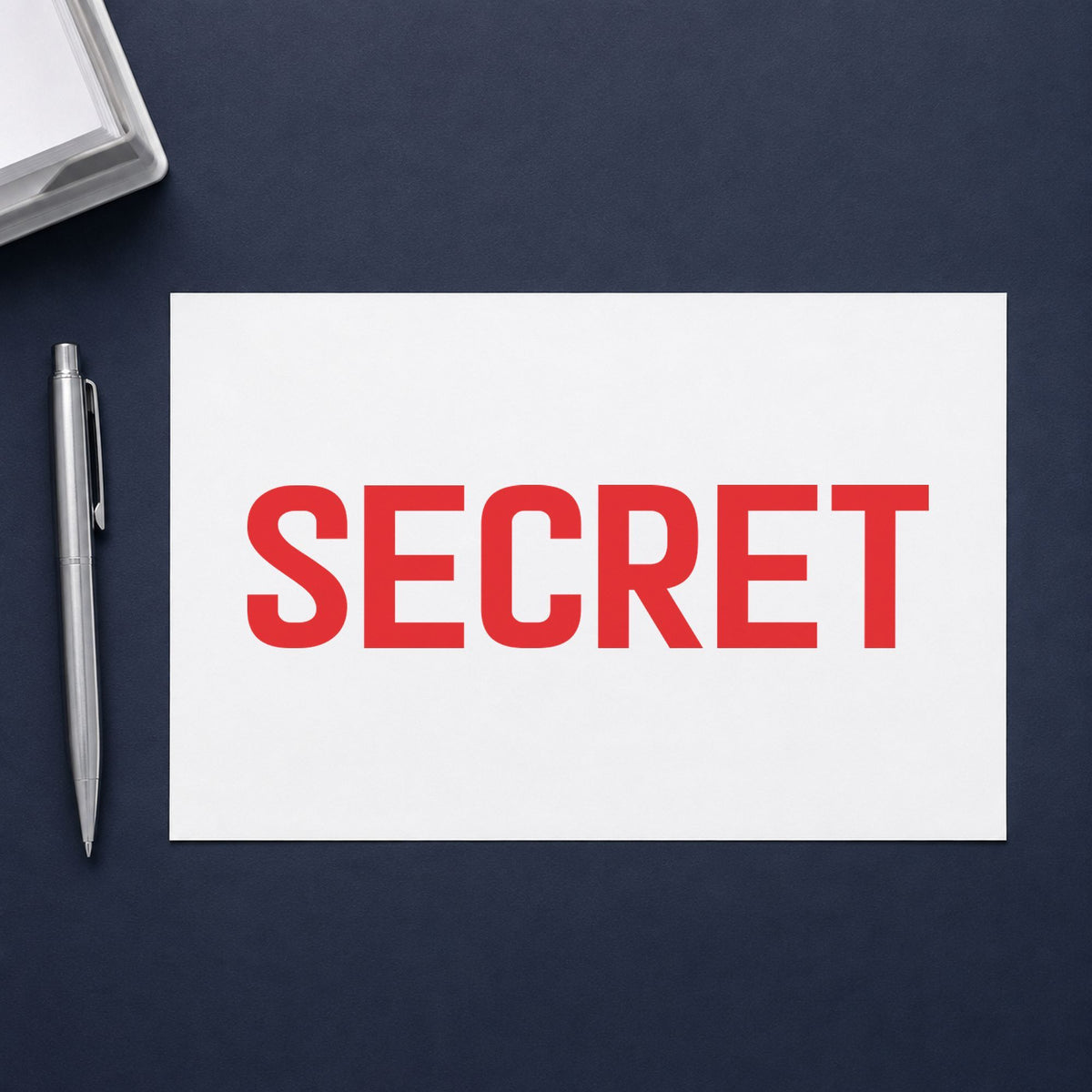 Pre-inked "Secret" stamp applied to a document, 1/2 x 1-5/8 in impression