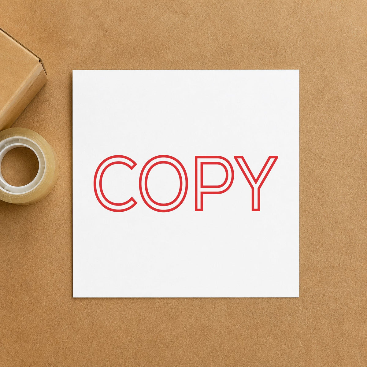 Pre-inked "Copy" stamp applied to a document, 7/8 x 2-3/4 in impression
