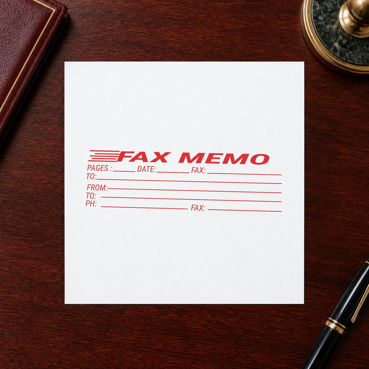 Close view of the "Fax memo" mark left by Xstamper No. 3243