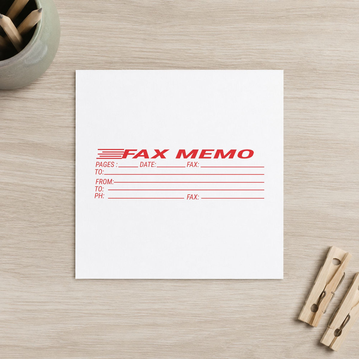 "Fax memo" imprint sized Approximately 7/8 in tall x 2-3/4 in wide on a document page