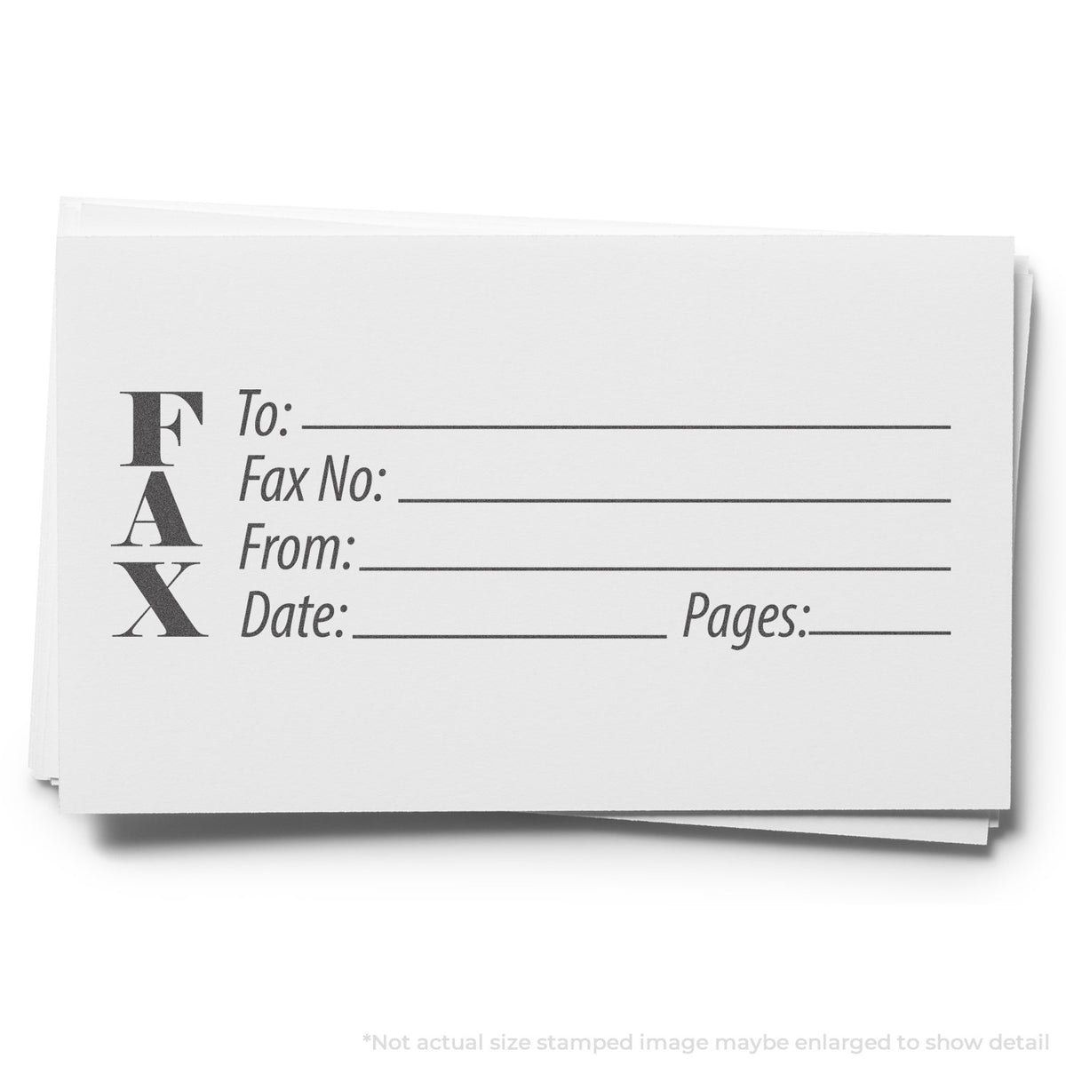 "Fax stamp" pre-inked imprint on a page, rectangle shape at 7/8 x 2-3/4 in