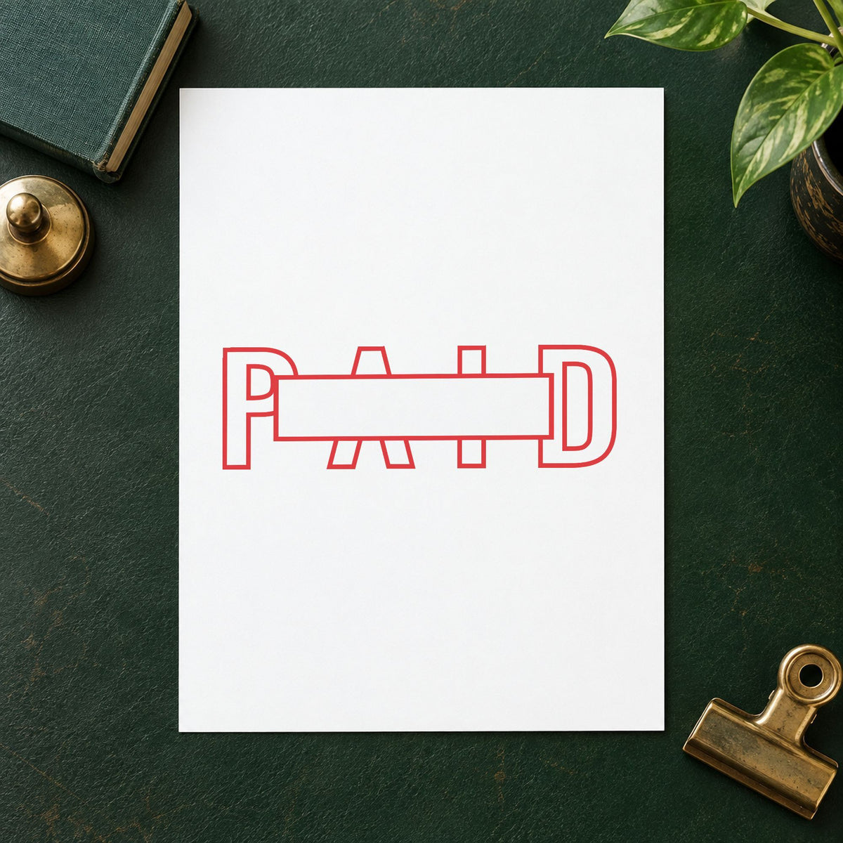 "Paid" imprint sized Approximately 7/8 in tall x 2-3/4 in wide on a document page