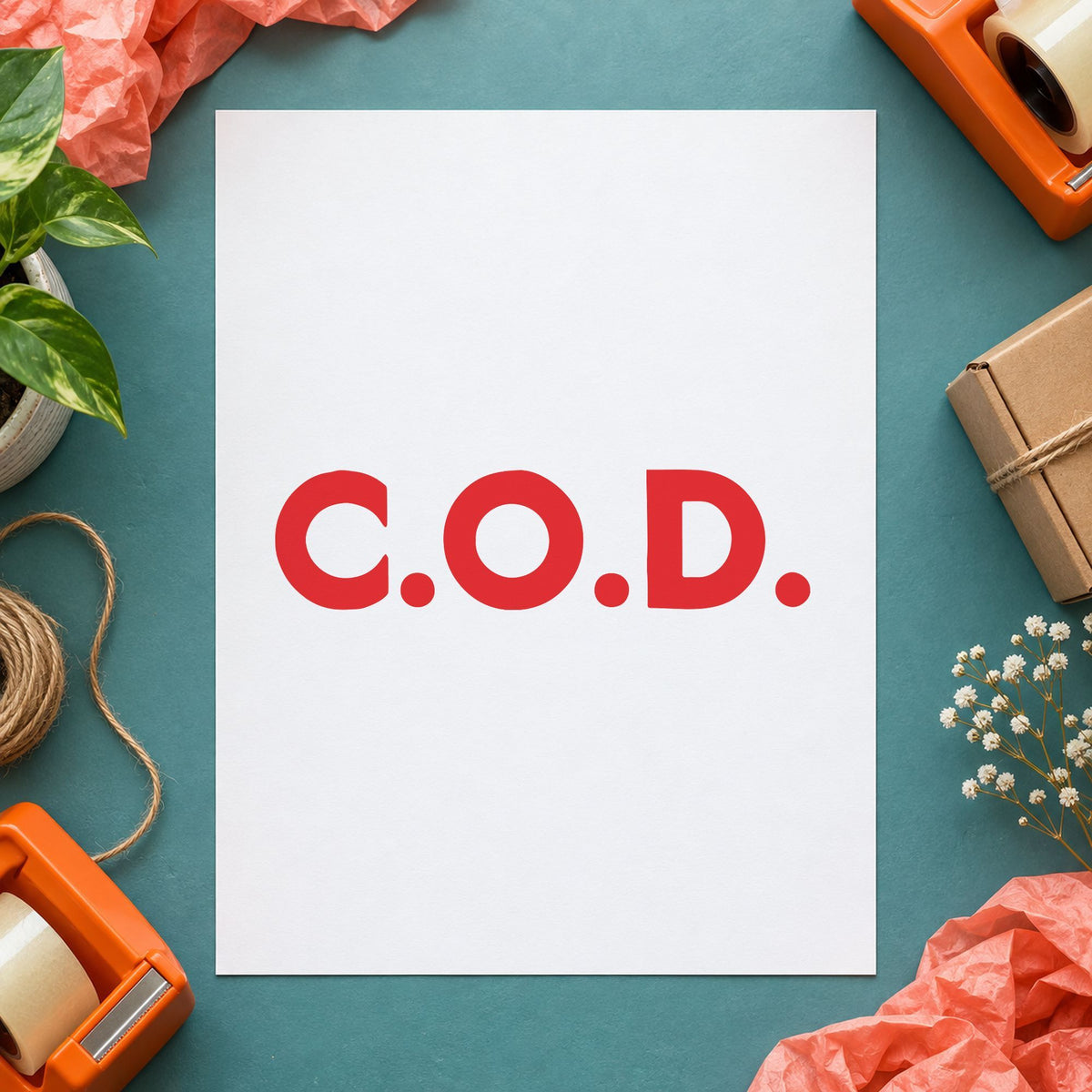 "C.O.D." Xstamper stamp at work on everyday office paperwork