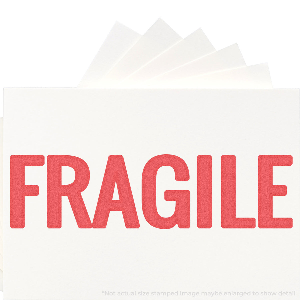 "Fragile" stamp and its crisp 7/8 x 2-3/4 in impression on paper