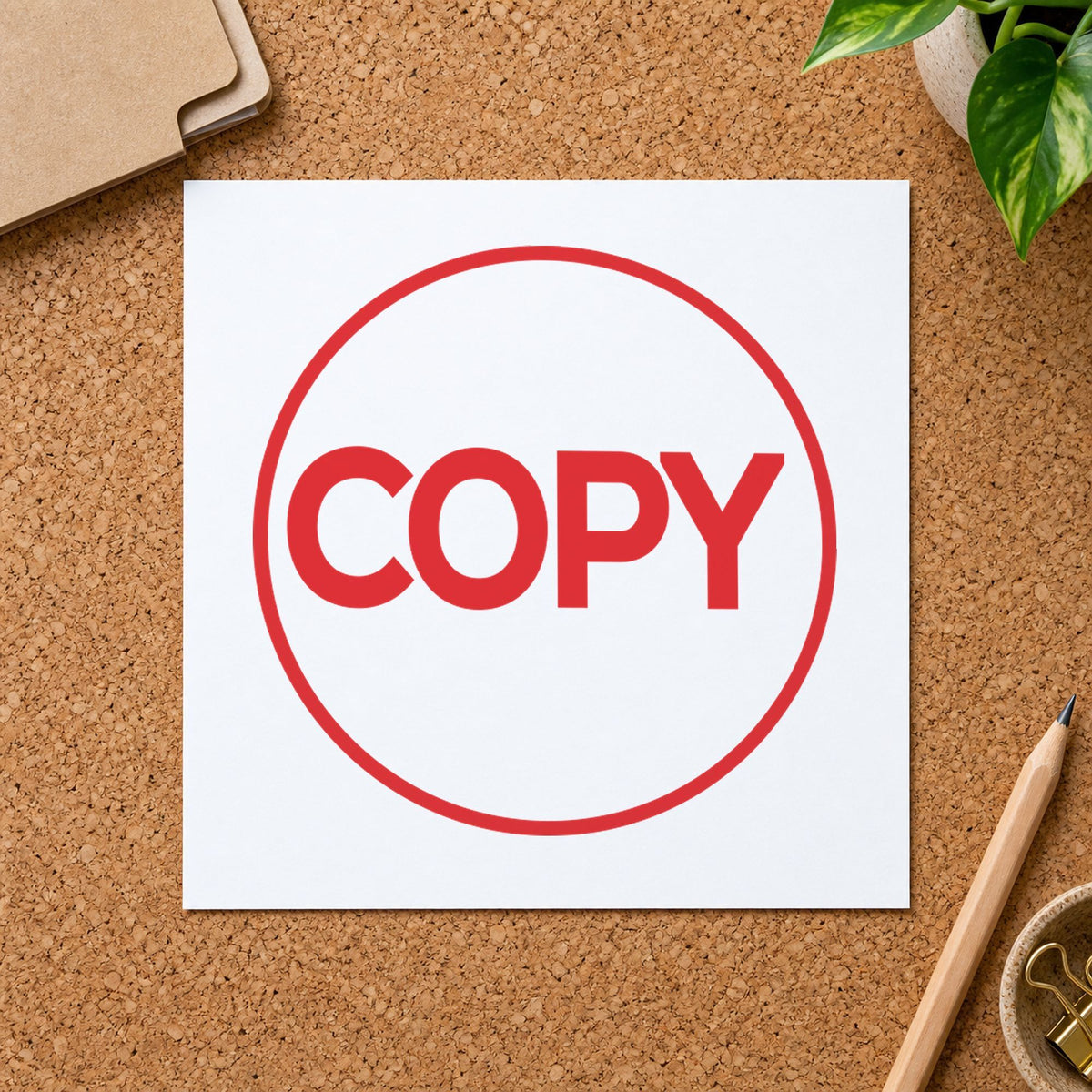 "Copy" Xstamper stamp at work on everyday office paperwork