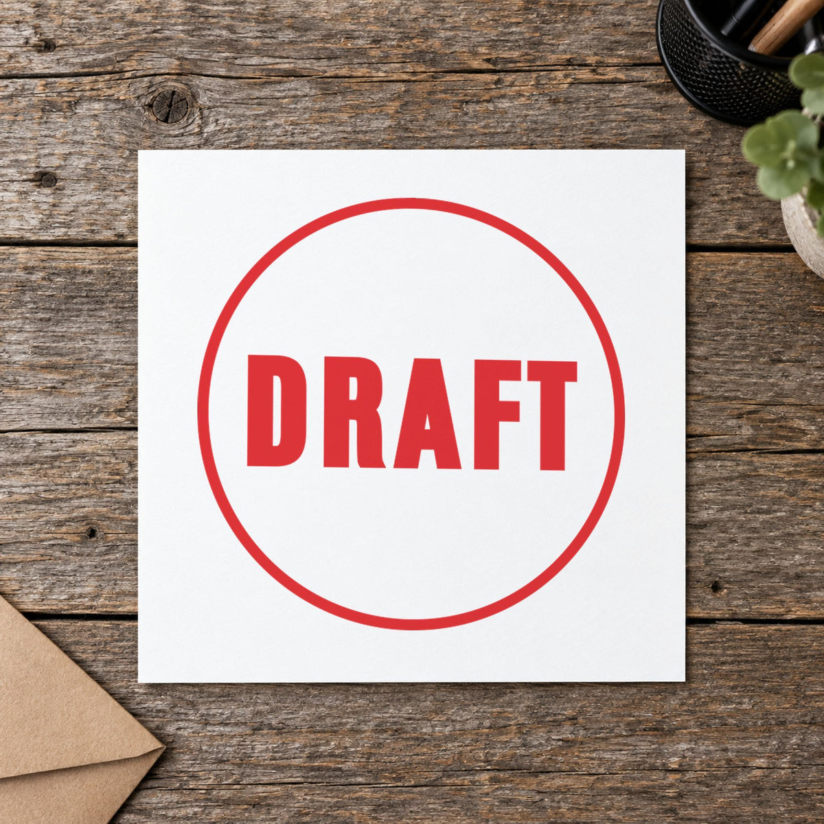 Close view of the "Draft" mark left by Xstamper No. 11408