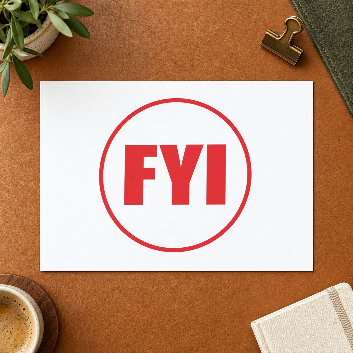 Close view of the "FYI" mark left by Xstamper No. 11413