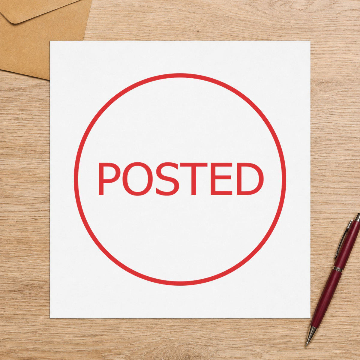 "Posted" Xstamper stamp at work on everyday office paperwork