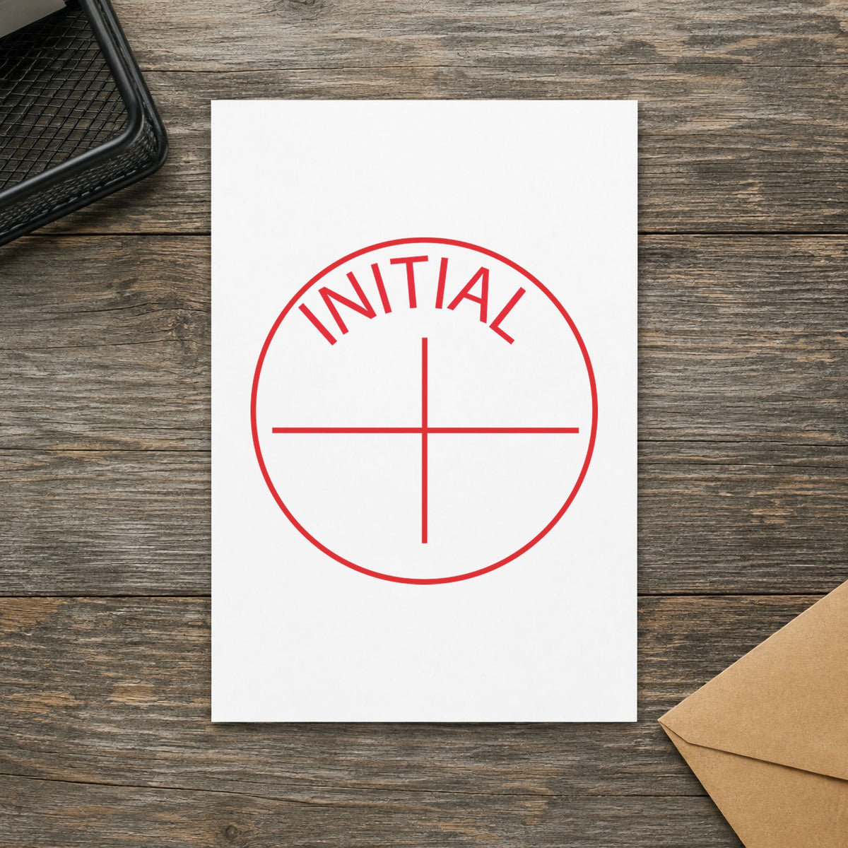 "Initial" imprint sized 5/8 in diameter on a document page
