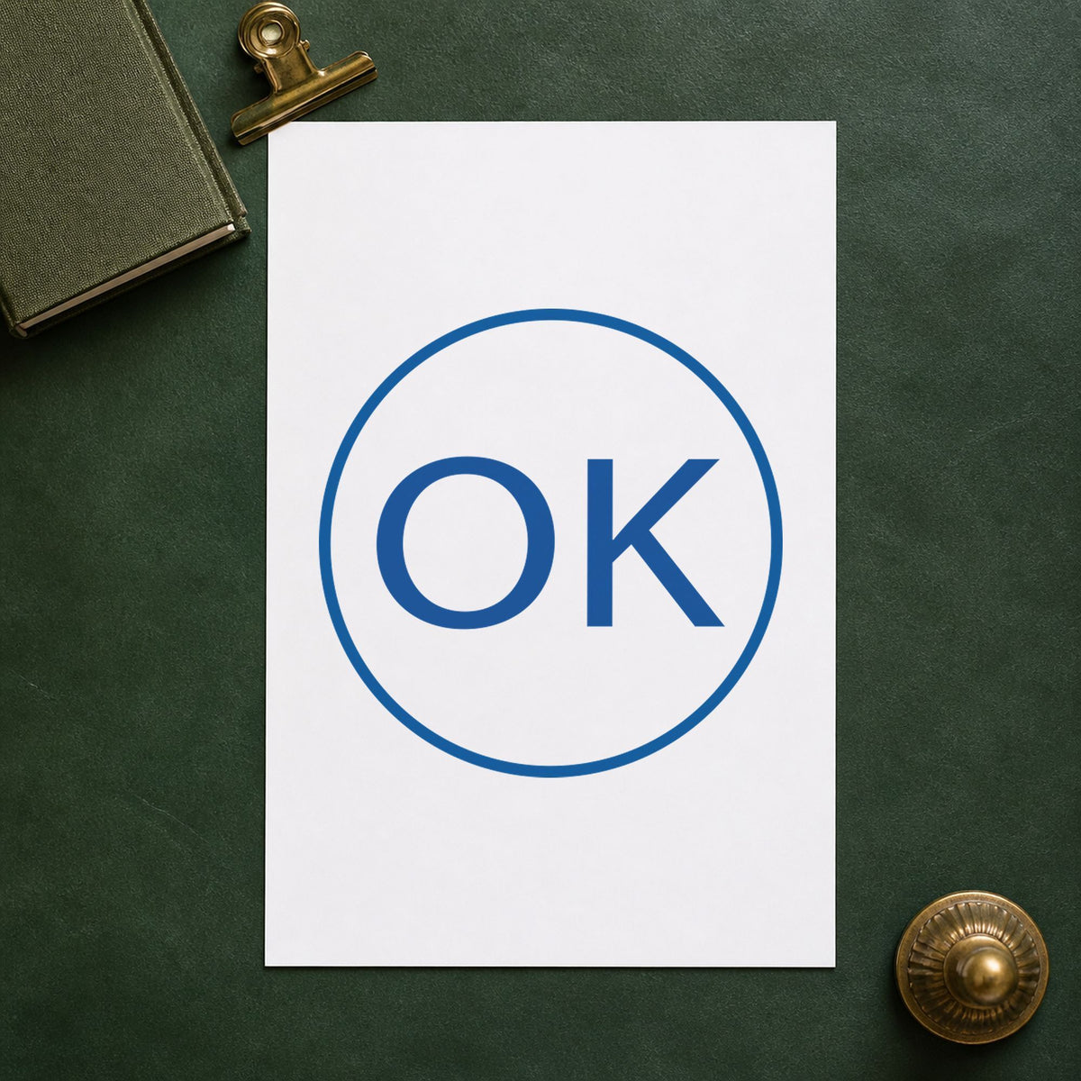 Close view of the "OK" mark left by Xstamper No. 11357