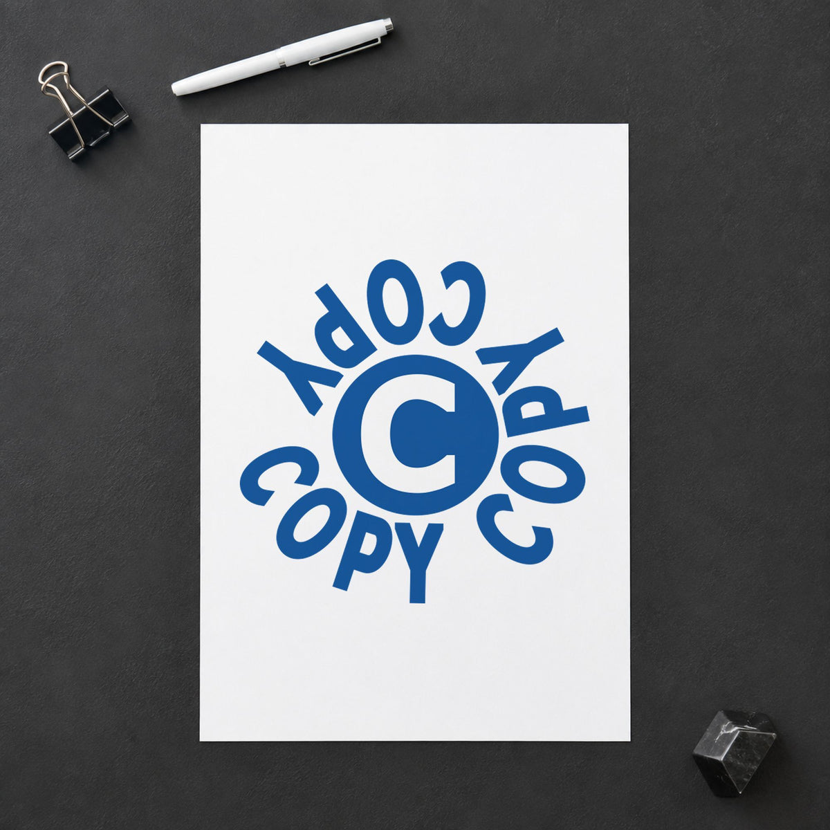 "Copy" stamp pressed on paper, no separate ink pad needed