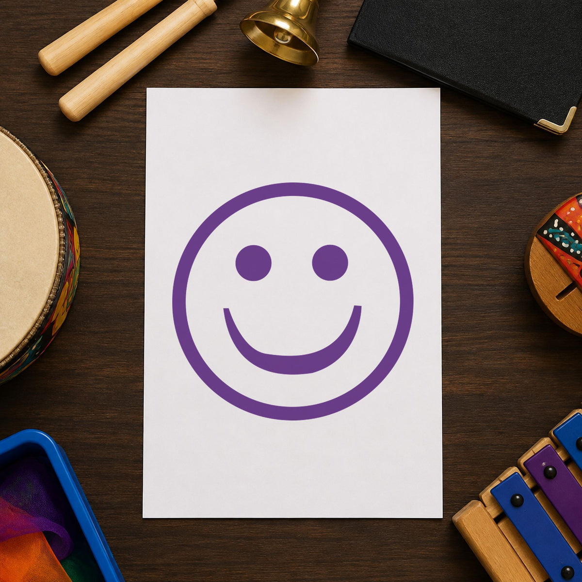 "Smiley face" imprint sized 5/8 in diameter on a document page