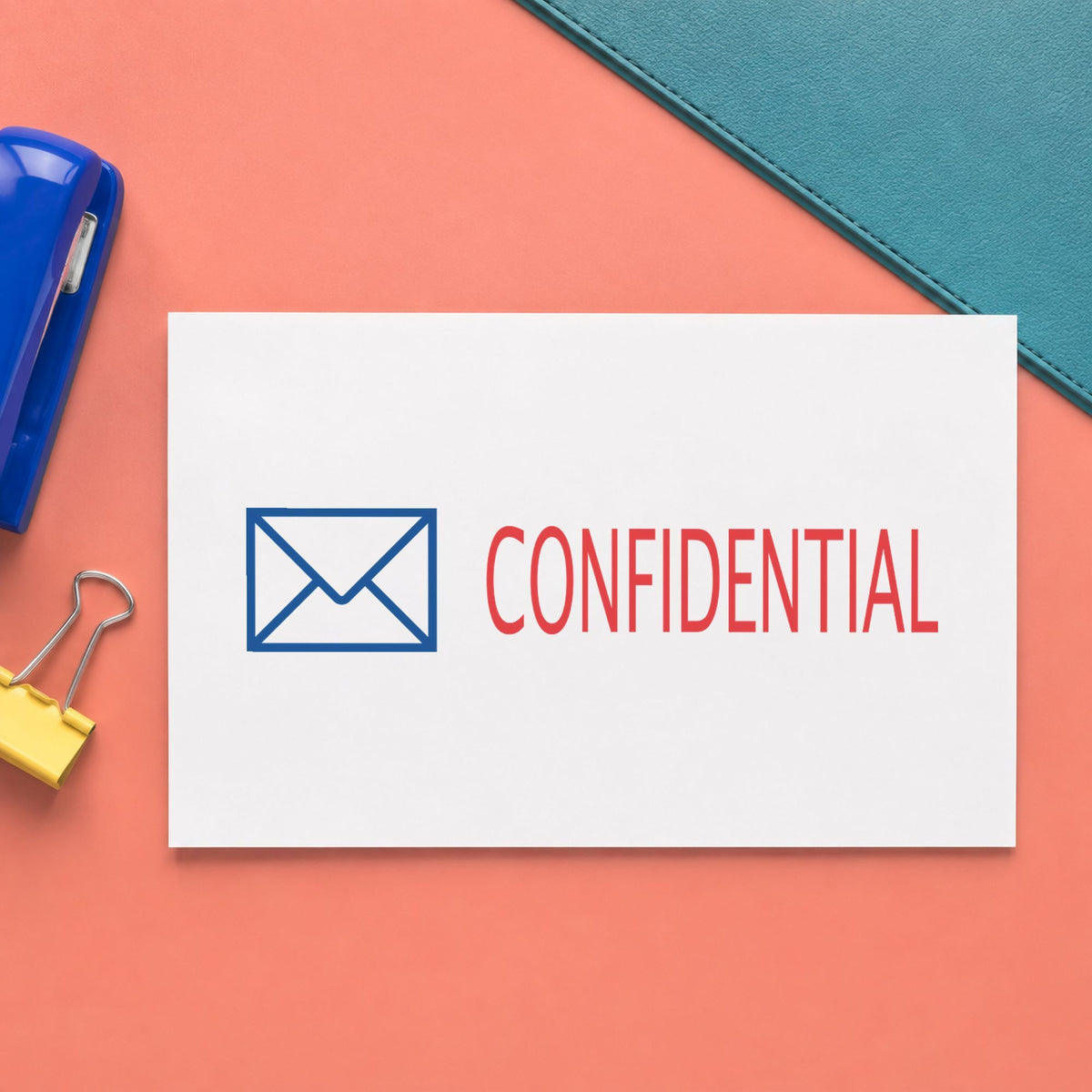 Pre-inked "Confidential" stamp applied to a document, 1/2 x 1-5/8 in impression