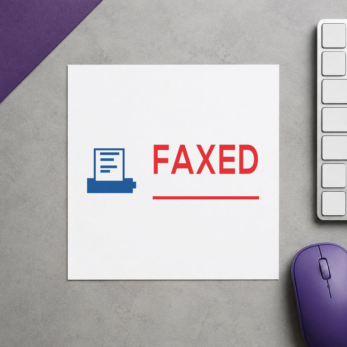 Close view of the "Faxed" mark left by Xstamper No. 2023
