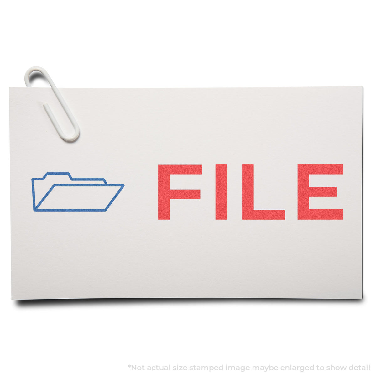 "File" stamp and its crisp 1/2 x 1-5/8 in impression on paper