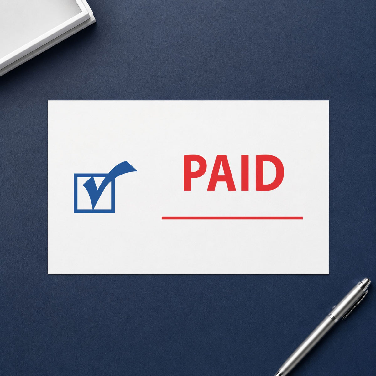 "Paid" imprint sized 1/2 x 1-5/8 in on a document page