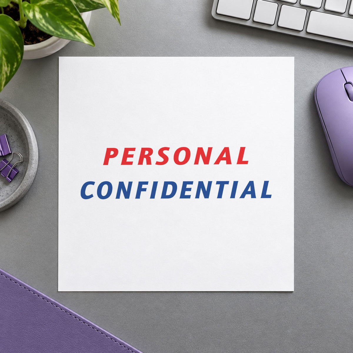 Pre-inked "Personal" stamp applied to a document, Approximately 1/2 in tall x 1-5/8 in wide impression