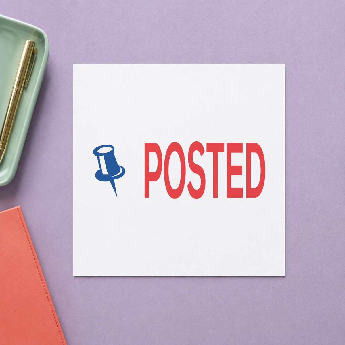 Pre-inked "Posted" stamp applied to a document, 1/2 x 1-5/8 in impression