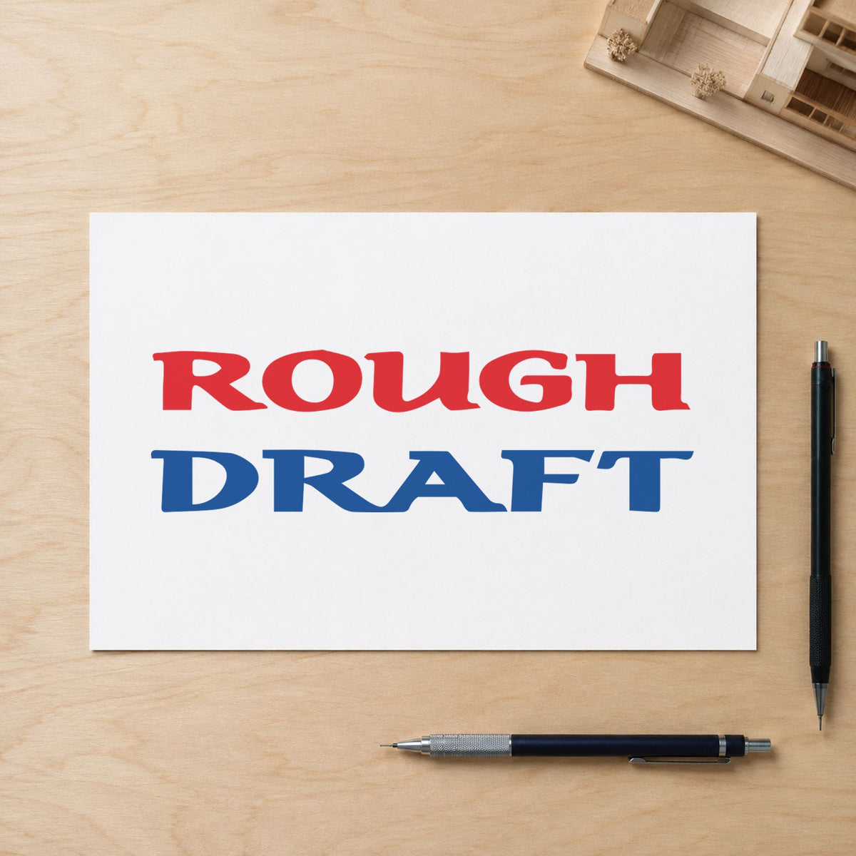 "Rough draft" Xstamper stamp at work on everyday office paperwork
