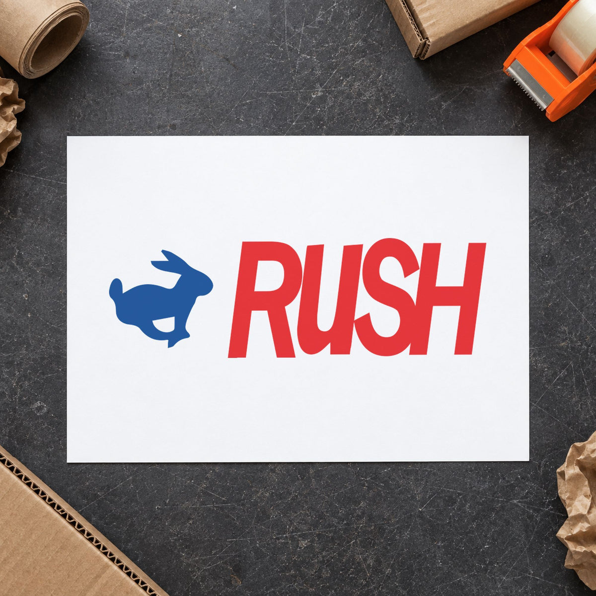 "Rush" Xstamper stamp at work on everyday office paperwork