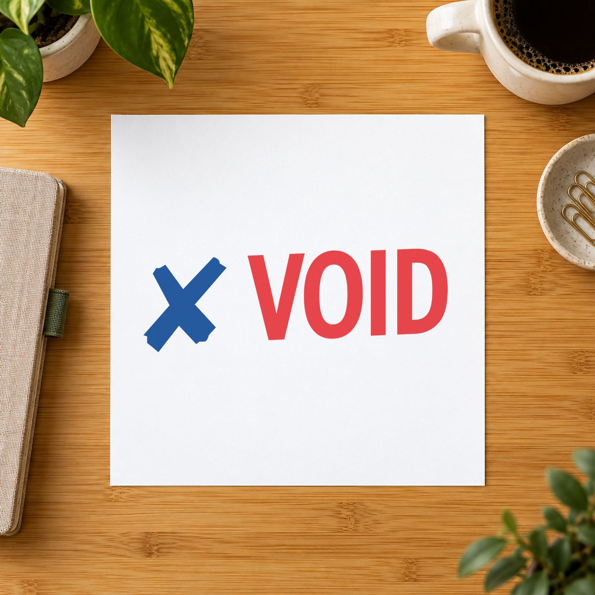 "Void" Xstamper stamp at work on everyday office paperwork